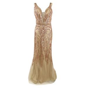 Glamour By Terani | Dresses | Glamour By Terani Juniors Mesh Embroidered  Gown 8 Rose Gold Nude | Poshmark